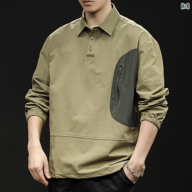 大きめサイズ メンズ ポロシャツ カジュアル 春秋 カジュアル 長袖 アウトドア 速乾 ジャケット トレンド 選