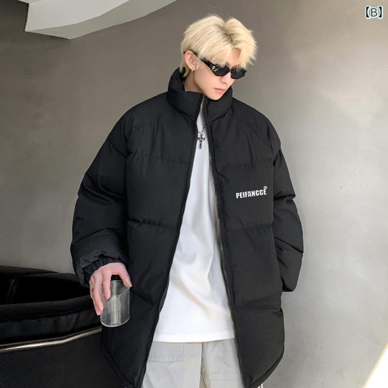 大きめサイズ メンズ アウター カジュアル おしゃれ ファッション ぽっちゃり レター プリント 防寒 綿 ジャケット レディース 冬 コート 厚手 暖かい 綿 ジャケット