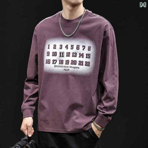 大きめサイズ メンズ トップス カジュアル おしゃれ ファッション パープル トレンディ 長袖 Tシャツ 秋 アメリカ ラウンドネック インナー 春秋 大きめサイズ メンズ トップス カジュアル おしゃれ ファッション パープル トレンディ 長袖 Tシャツ 秋 アメリカ ラウンドネック インナー 春秋