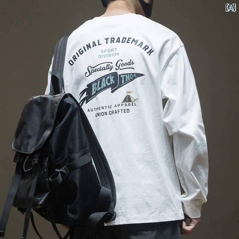 大きめサイズ メンズ トップス カジュアル おしゃれ ファッション 綿 長袖 Tシャツ 春秋 シャツ