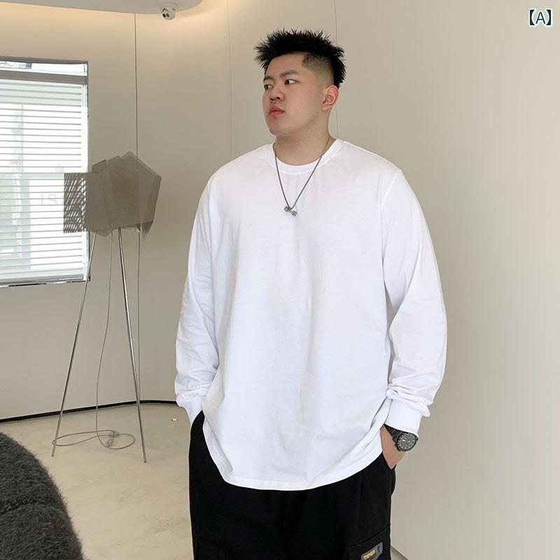 大きめサイズ メンズ トップス カジュアル おしゃれ ファッション トレンディ 秋冬 綿 無地 インナーウェア ボトム 長袖 プルオーバー Tシャツ