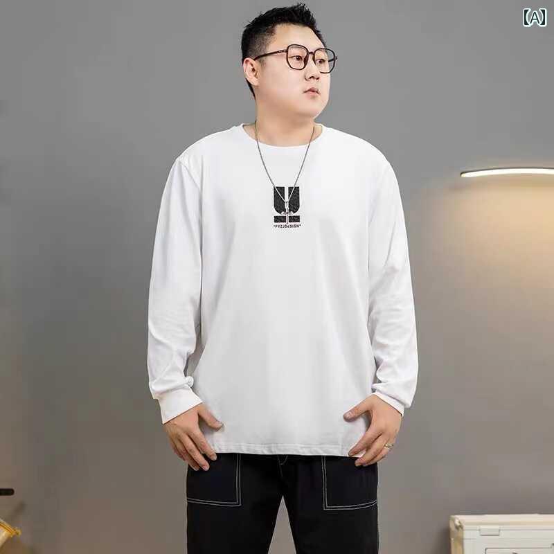 大きめサイズ メンズ トップス カジュアル おしゃれ ファッション トレンディ 春秋 紳士服 ぽっちゃり 大 プリント 綿 シャツ 長袖 Tシャツ