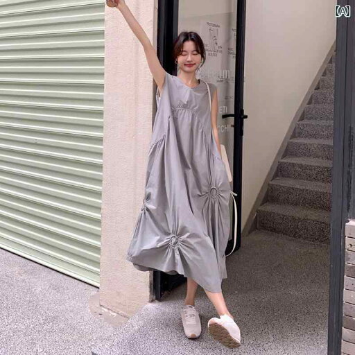 レディース ファッション カジュアル おしゃれ フェミニン グレー ノースリーブ ドレス 夏 ベスト ロング スカート レディース ファッション カジュアル おしゃれ フェミニン グレー ノースリーブ ドレス 夏 ベスト ロング スカート
