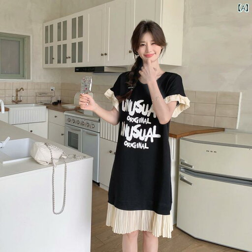 レディース ファッション カジュアル おしゃれ フェミニン 韓国 フェイク セットアップ ドレス 夏 黒 耳飾り Tシャツ スカート レディース ファッション カジュアル おしゃれ フェミニン 韓国 フェイク セットアップ ドレス 夏 黒 耳飾り Tシャツ スカート