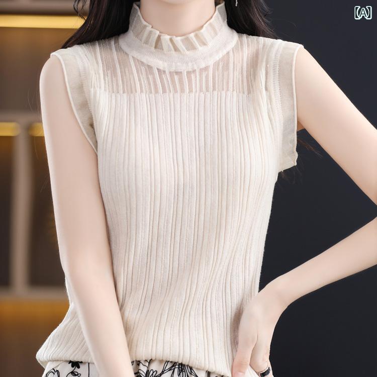 レディース トップス カジュアル おしゃれ 上品 普段使い ウール ノースリーブ サスペンダー 薄手 涼しい 涼しい レース 春 ニット 木 ベスト