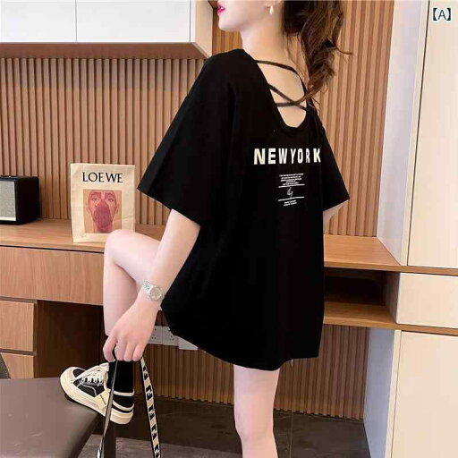 レディース ファッション トップス シンプル おしゃれ レディース ファッション トップス 背中 開き 綿 半袖 Tシャツ 夏 韓国 大きめサイズ レディース ファッション トップス シンプル おしゃれ レディース ファッション トップス 背中 開き 綿 半袖 Tシャツ 夏 韓国 大きめサイズ