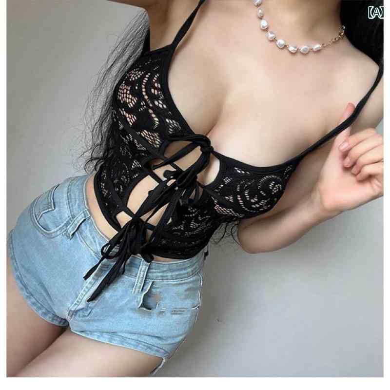 大きめサイズ レディース トップス セクシー カジュアル ぽっちゃり 魅惑 レースキャミソール ガール ホリデー ショート スリム