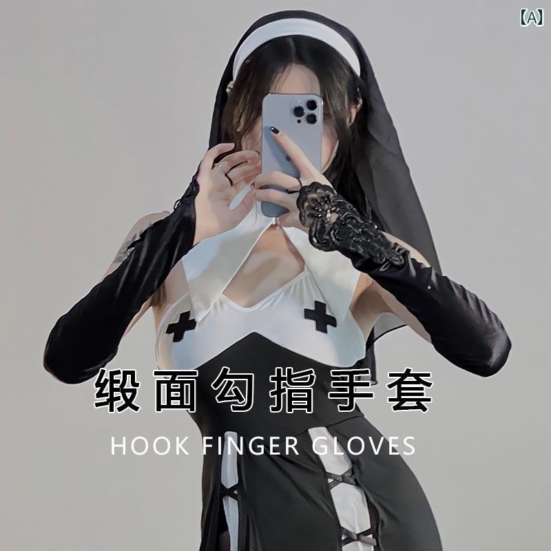 グローブ レディース 手袋 キャバ レトロ ボール パーティー 黒 ビーズ 刺繍 フラワー パッチ サテン ..