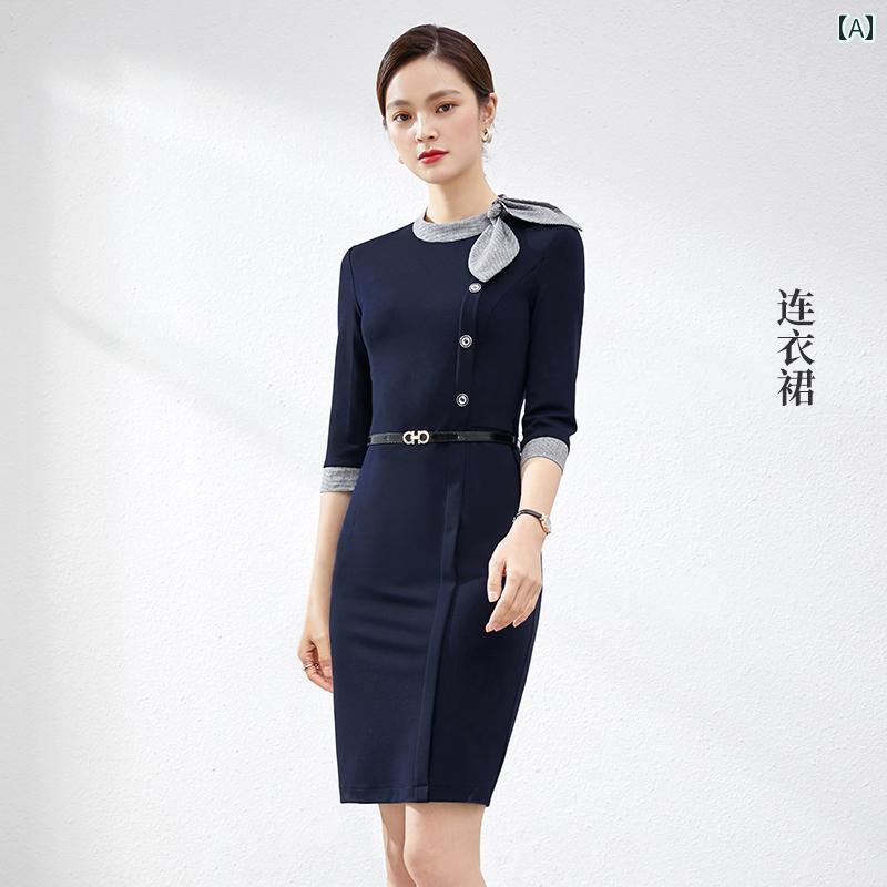 制服 接客業 オフィス 清楚 制服 ドレス お姫様 風 リボン フロント