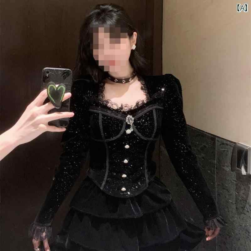 大きめサイズ レディース ファッション カジュアル ぽっちゃり レトロ レース 起毛 長袖 シャツ 春 スリム トップス