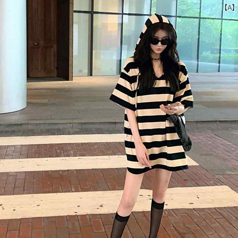 レディース トップス カジュアル おしゃれ フード t シャツ 夏 v ネック アメリカン レトロ ボトムス 綿 半袖