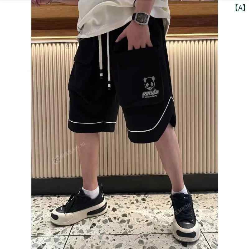 ショートパンツ メンズ 夏 カジュアル おしゃれ ハーフパンツ 通気性 快適 快適 快適 カンフー パンダ かわいい ペット トレンド ファッション パンダ 刺繍 カラー