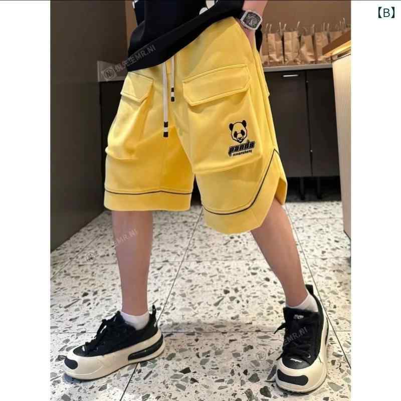 ショートパンツ メンズ 夏 カジュアル おしゃれ ハーフパンツ 通気性 快適 快適 快適 カンフー パンダ かわいい ペット トレンド ファッション パンダ 刺繍 カラー