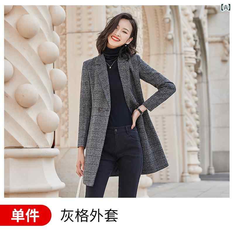 レディース コート ファッション おしゃれ 上品 カジュアル エレガント 通勤 婦人服 ダーク グレー チェック ジャケット レディー スレングス 冬 カジュアル 春秋