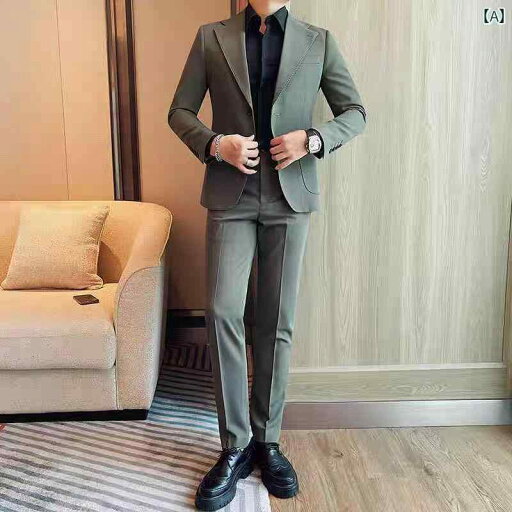 セットアップ メンズ スーツ ダンディ 紳士服 ファッション 軽量 涼しい 涼しい 春秋 スリム ソリッドカラー ジャケット 2点 セット セットアップ メンズ スーツ ダンディ 紳士服 ファッション 軽量 涼しい 涼しい 春秋 スリム ソリッドカラー ジャケット 2点 セット
