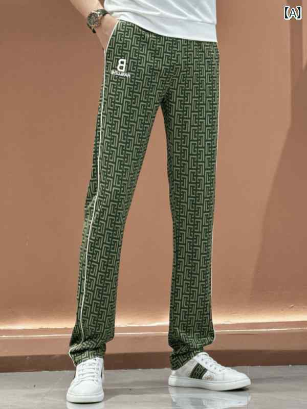 メンズ パンツ カジュアル ズボン おしゃれ 薄手 涼しい 涼しい ストライプ 夏 ファッション 通気性 快適 快適 ストレート