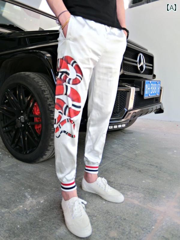 メンズ パンツ カジュアル ズボン おしゃれ コイルド スネーク 夏 ひんやり 快適 滑りや い 素材 薄手 ..