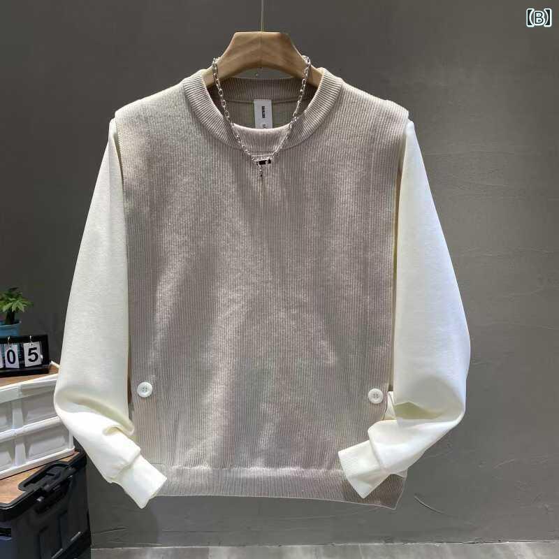 トレーナー メンズ 冬 厚手 レター プリント バッジ 反射 ストライプ プリント ラウンドネック スリム 長袖 スウェットシャツ デイリー 男性用