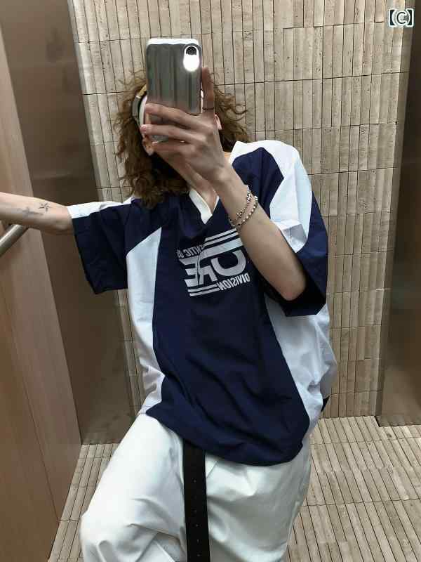 メンズ トップス おしゃれ カジュアル アメリカン レトロ 対照 ラグラン 半袖 Tシャツ 夏 レディース ゆったり 薄手 涼しい 涼しい