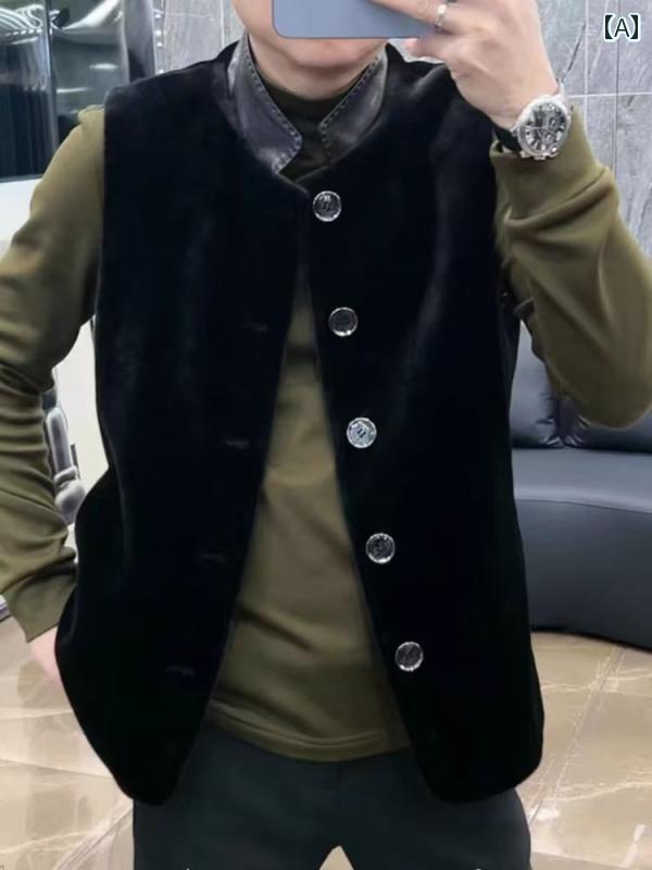 メンズ ファッション カジュアル おしゃれ 秋冬 トレンド ブラック 軽量 涼しい 涼しい 起毛 スタンドカラー ベスト