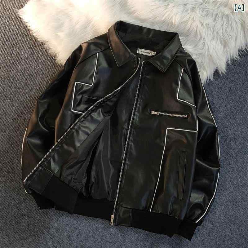 メンズ ファッション カジュアル おしゃれ レザージャケット 春秋 モーター サイクル PU レザー カップル ジャケット アメリカン レトロ ユニセックス