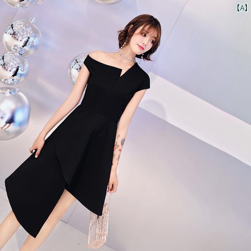 軽量 涼しい 涼しい 涼しい 韓国 魅惑 スリムフィット 肩 不規則 ストラップレス ドレス