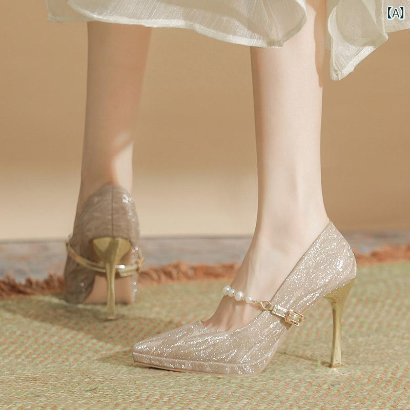 楽天おうち健康生活ヒール レディース パンプス 美脚 フレンチ スティレット ウェディングシューズ 春 ウェディングドレス 2 着 ブライダル 防水 靴 疲れにくい ハイヒール