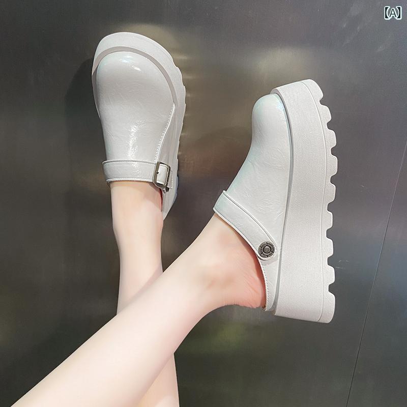 レディース シューズ ヒール 美脚 おしゃれ 小柄 アウター 厚 先 芯 ハーフ スリッパ 春 スリッポン ミ..