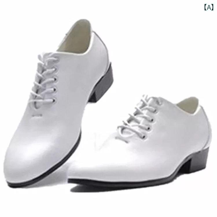 メンズ 靴 フォーマル 正装 ダンディ おしゃれ 大きめサイズ レザー シューズ 光沢 パテント レザー ホワイト レッド ポインテッドトゥ ウェディング シューズ 大きめサイズ