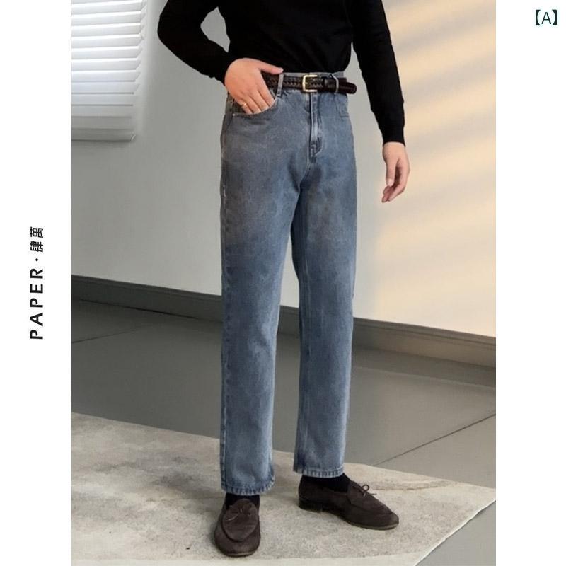 ハイウエスト レトロ ウォッシュ ストレート ジーンズ パンツ 楽天市場】ハイウエスト ストレート デニム(メンズファッション
