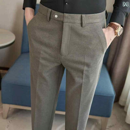 メンズ パンツ オフィス ビジネス カジュアル ダンディ ウール 秋冬 厚手 千鳥格子 チェック 起毛 スリム フィート メンズ パンツ オフィス ビジネス カジュアル ダンディ ウール 秋冬 厚手 千鳥格子 チェック 起毛 スリム フィート