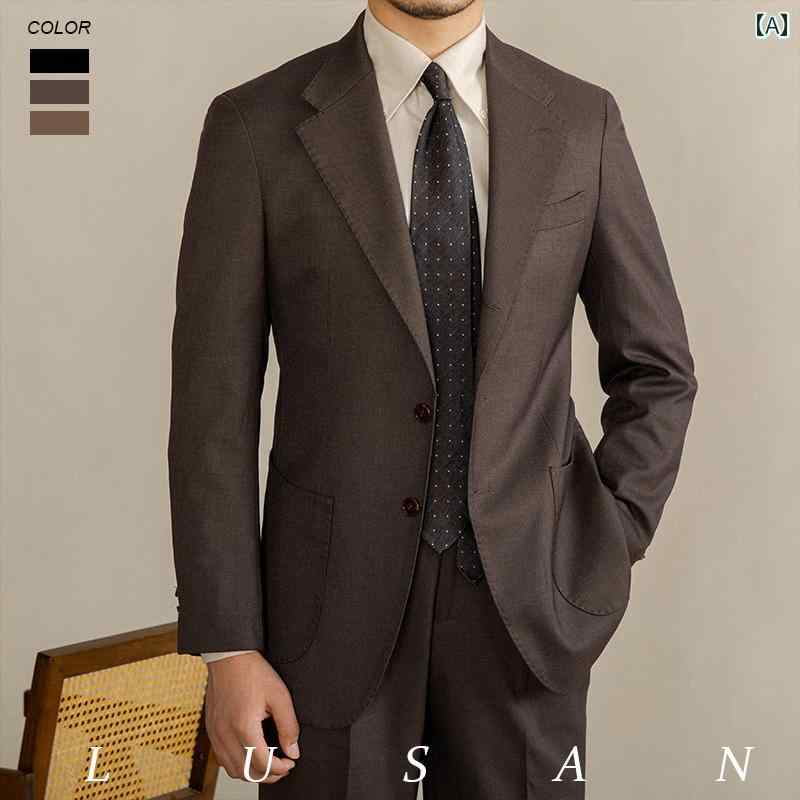 スーツ メンズ ビジネス オフィス ダンディ フォーマル イタリア ナポリ 紳士 カジュアル 結婚式 披露宴 セットアップ(4)