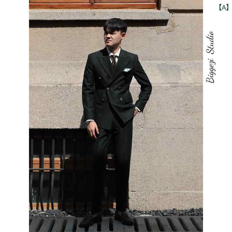 スーツ メンズ ビジネス オフィス ダンディ フォーマル マルチ カラー 韓国 おしゃれ 軽量 涼しい 涼しい セットアップ ダブルブレスト 仕事 紳士 スリム