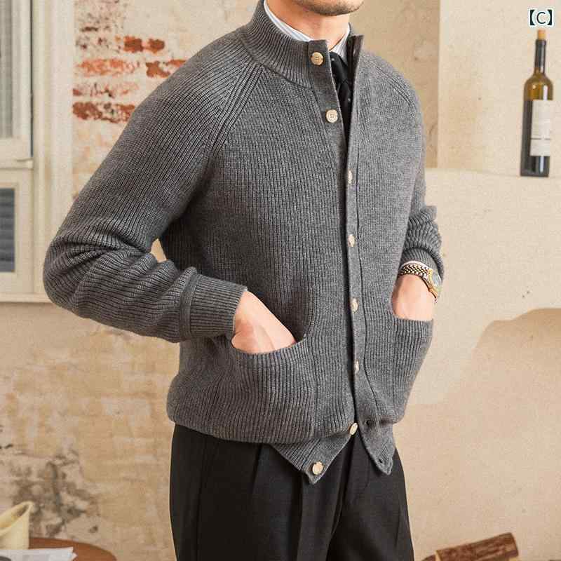 メンズ トップス おしゃれ ダンディ ビジネス カジュアル 厚手 暖かい カーディガン セーター タートルネック 通勤 セーター ジャケット トレンディ