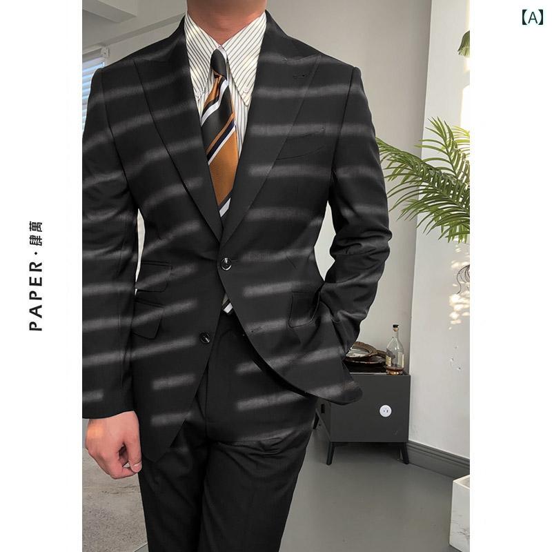 スーツ メンズ ビジネス オフィス ダンディ フォーマル 無地 スリム ドレス 新郎 結婚式 一 列 ドレス 2点 セット