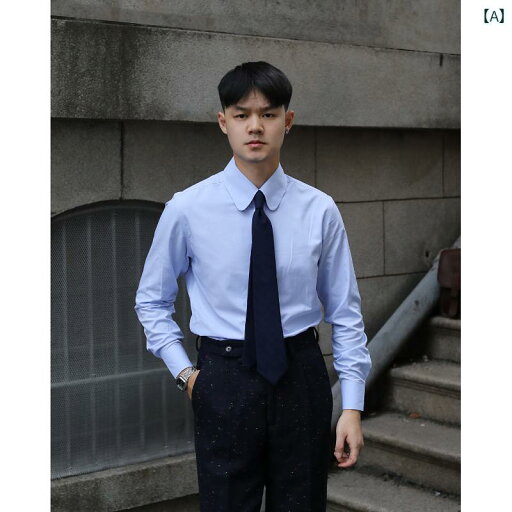 メンズ トップス おしゃれ ダンディ 英国 レトロ ブルー 丸 襟 スリム 軽量 涼しい 涼しい ビジネス 紳士 シャツ フランス ロマンチック 新郎 長袖 シャツ メンズ トップス おしゃれ ダンディ 英国 レトロ ブルー 丸 襟 スリム 軽量 涼しい 涼しい ビジネス 紳士 シャツ フランス ロマンチック 新郎 長袖 シャツ