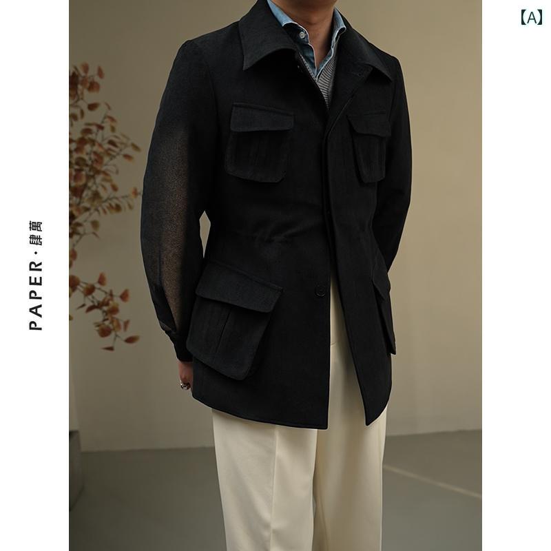 メンズ ファッション おしゃれ ダンディ かっこいい スタイリッシュ 黒 ネープル ズ ジャケット 秋冬 英国 レトロ ハンティングジャケット