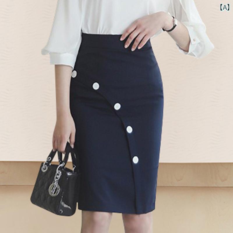 スカート レディース きれいめ 上品 通勤 ダーク ブルー ヒップ ハグ 夏 ハイウエスト ハーフ レングス 通勤