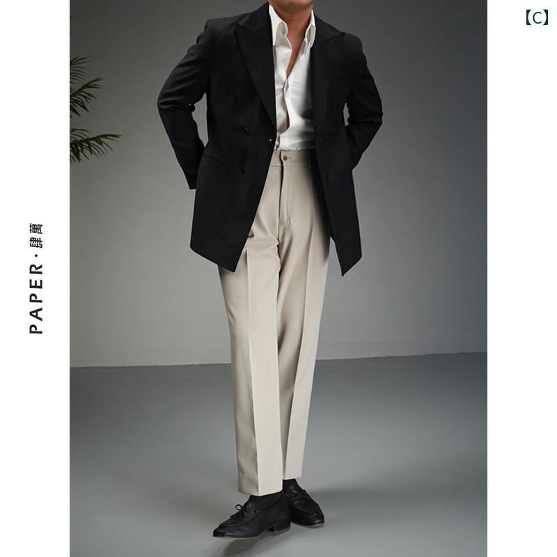 メンズ ファッション おしゃれ ダンディ かっこいい ナポリ スーツ ビジネス カジュアル スリム ダブルブレスト スーツ カラー シングル ウエスタン トレンド