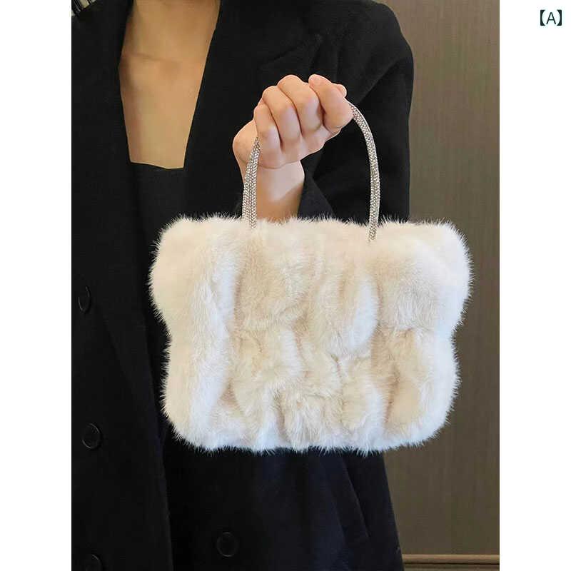 レディース バッグ 普段使い 通勤 おしゃれ ぬいぐるみ 小さめ 秋冬 ファッション ハンドヘルド ファー..
