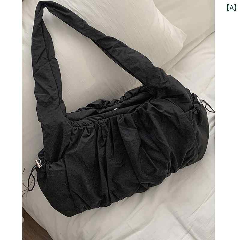 レディース バッグ 普段使い ナイロン キャンバス プリーツ トレンディ 韓国 大容量 ショルダー ハンド..