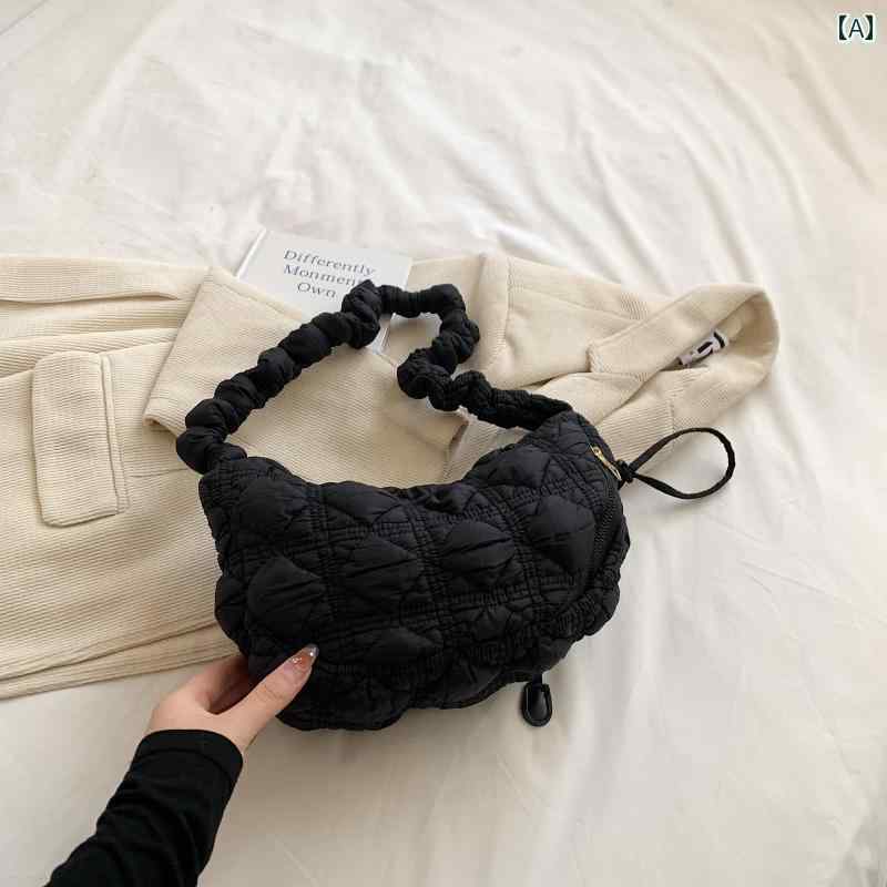 レディース バッグ 普段使い 秋冬 クロス ボディバッグ 快適 団子 プリーツ クラウド 脇下 ダウン ジャケット