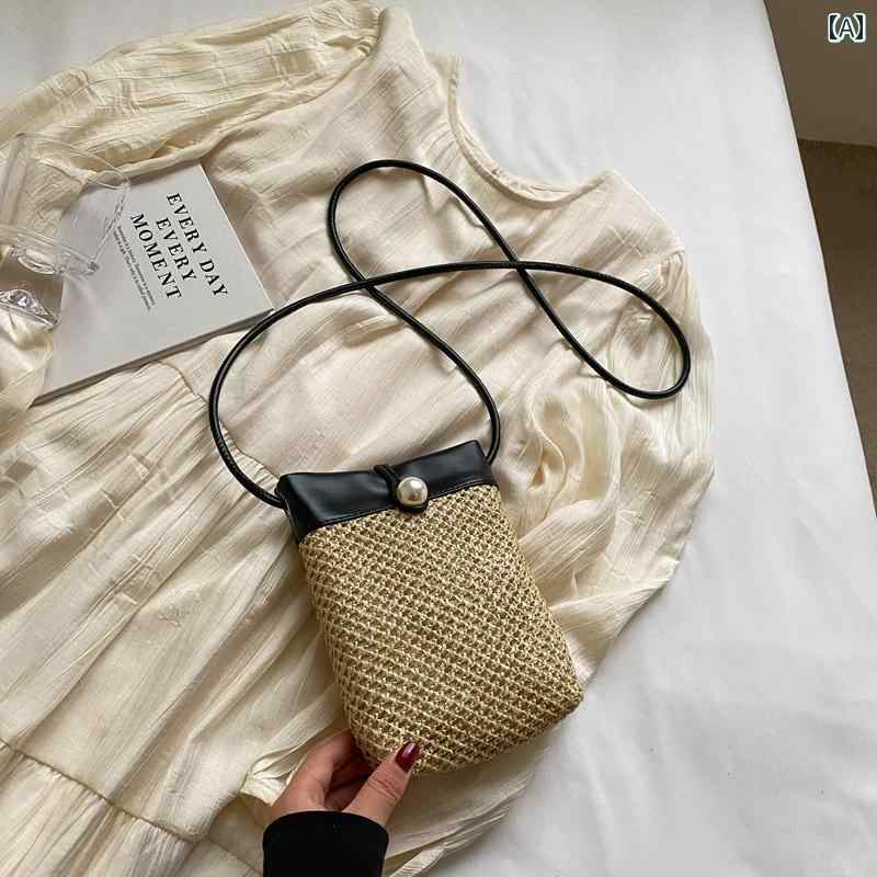 レディース バッグ 普段使い 秋冬 精巧 質感 クロス ボディバッグ 小さめ フォレスト わら カジュアル 織 携帯電話