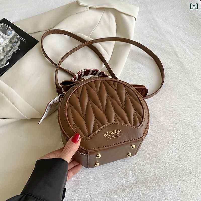 レディース バッグ 普段使い 秋冬 クロス ボディバッグ 小さめ ラウンド ブラウン ポータブル ショルダー ラウンド ケーキ