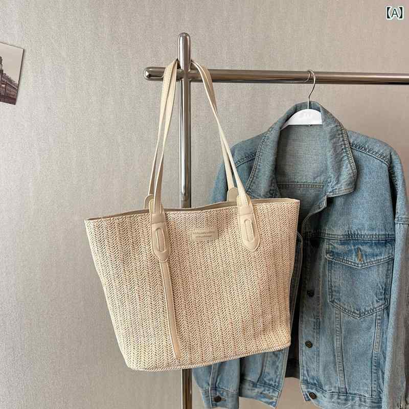 レディース バッグ 普段使い 秋冬大容量 通勤 トート シンプル ファッション シングル ショルダー ストロー