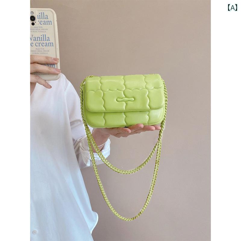 レディース バッグ 普段使い ファッション ビスケット 柄 ショルダー 塗装 チェーン クロス ボディバッグ