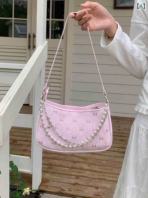 レディース バッグ 普段使い 春夏 パール チェーン 甘くて かわいい 脇 おしゃれ ワンショルダー クロス ボディバッグ 通勤