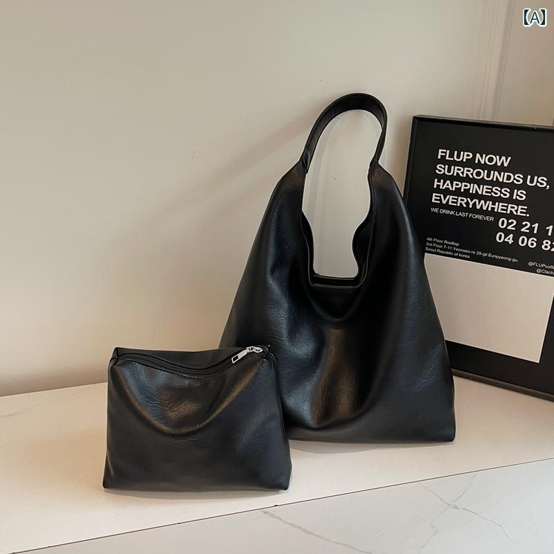レディース バッグ 普段使い カジュアル 柔らかい 表面 レトロ大容量 秋冬 ショルダー ファッション トート バケット