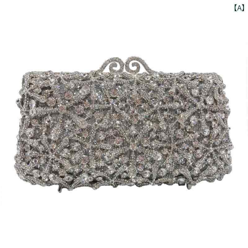 パーティーバッグ レディース 華やか シルバー ヒトデ ディナー 空 バーガンディィ ドレス ハンドバック