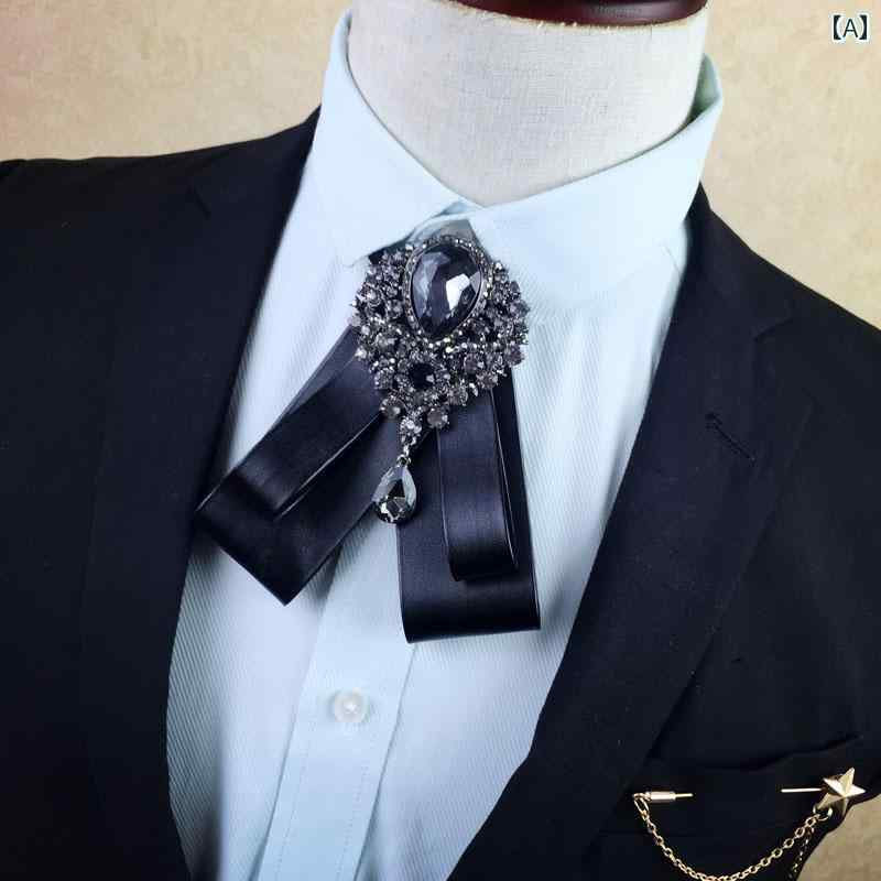 ネクタイ メンズ フォーマル 華やか PU レザー 多層 レトロ 英国 蝶 ネクタイ 花柄 シャツ アクセサリー